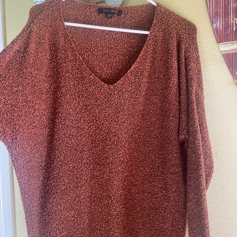 Love Tree V-Neck Sweater - Rich Brown - Picture 2 of 5